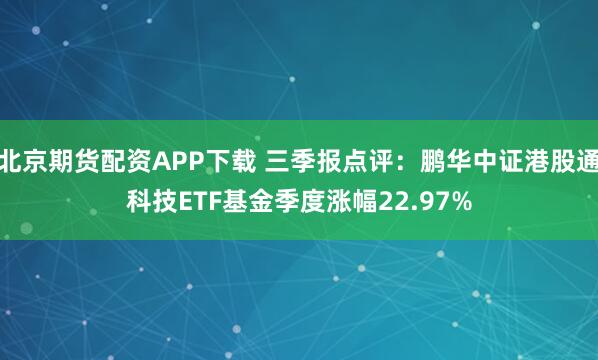 北京期货配资APP下载 三季报点评：鹏华中证港股通科技ETF基金季度涨幅22.97%